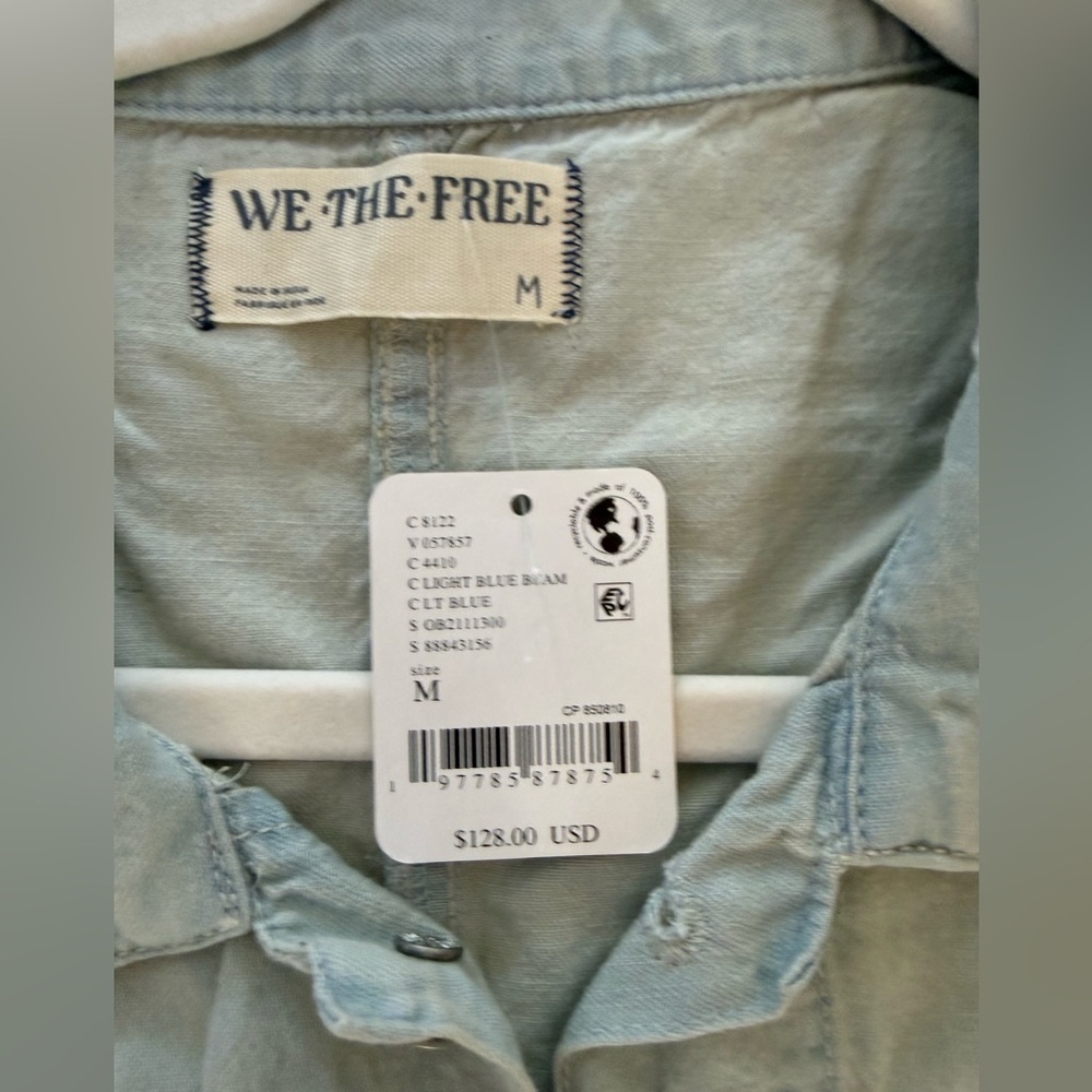 NEW FREE PEOPLE margarita jumpsuit in light blue size medium - Picture 5 of 8